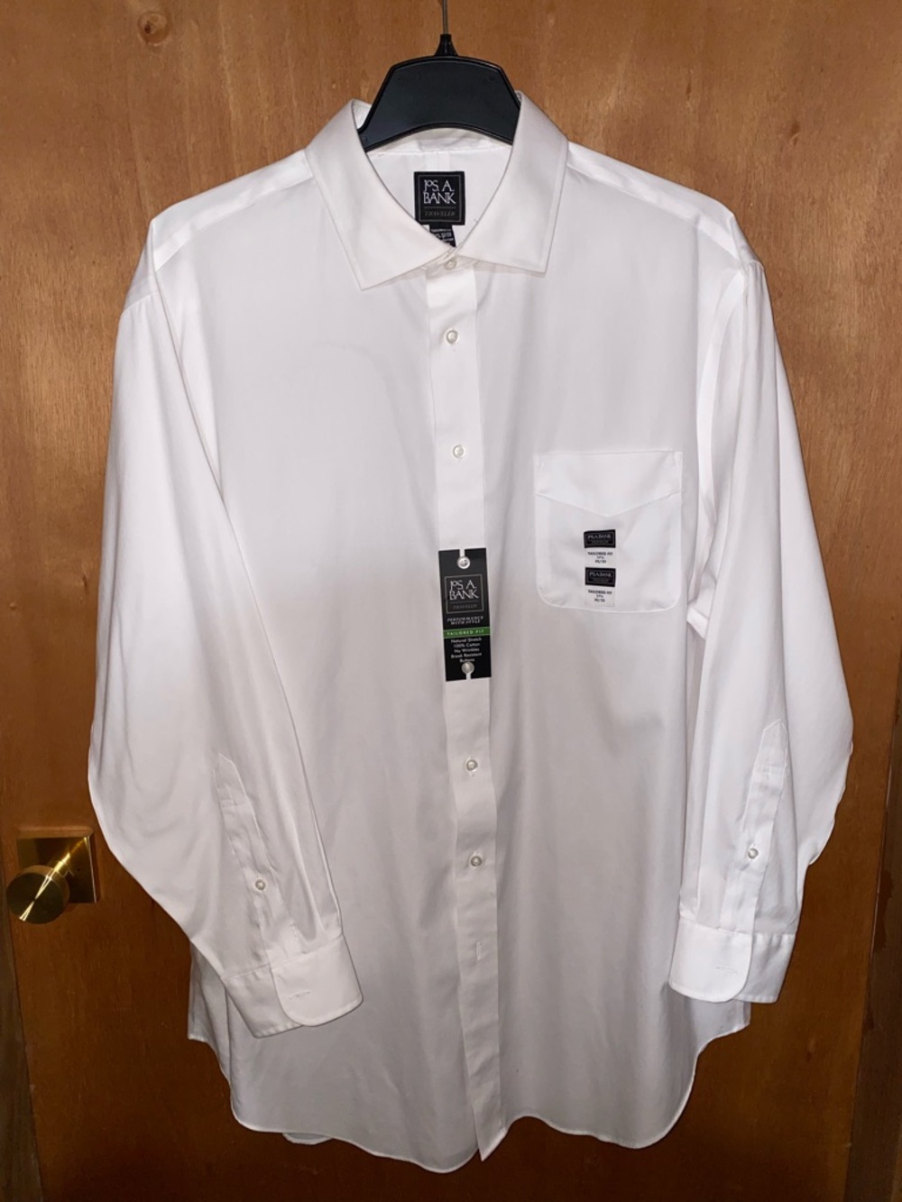 Jos. A. Bank Men’s White Dress Shirt - Point Collar, Chest Pocket